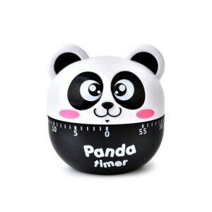 Mini Size Cartoon Panda Machinery Timer 60 Minutes Mechanical Kitchen Cooking Timers Clock Loud Alarm Counters Manual Timer Kitchen Utensil (Black)