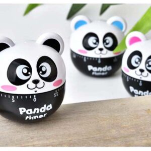 Mini Size Cartoon Panda Machinery Timer 60 Minutes Mechanical Kitchen Cooking Timers Clock Loud Alarm Counters Manual Timer Kitchen Utensil (Black)