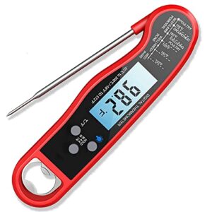 digital instant read meat thermometer for cooking, fast & precise grill food thermometer with backlight, magnet, calibration, and foldable probe for deep fry, bbq, grill, and roast turkey