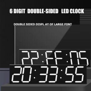 Oversized Double-Sided Digital LED Wall Clock, 6-Digit HD Display &Plexiglass Panel, 6”Big Numbers & Slim body, Remote Control Count up/Countdown Timer Clock, Ideal for Public Places, Gym ( Color : Wh