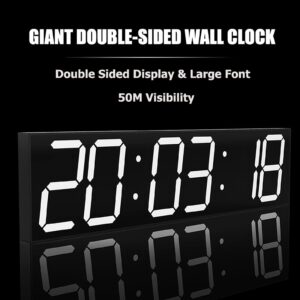 Oversized Double-Sided Digital LED Wall Clock, 6-Digit HD Display &Plexiglass Panel, 6”Big Numbers & Slim body, Remote Control Count up/Countdown Timer Clock, Ideal for Public Places, Gym ( Color : Wh