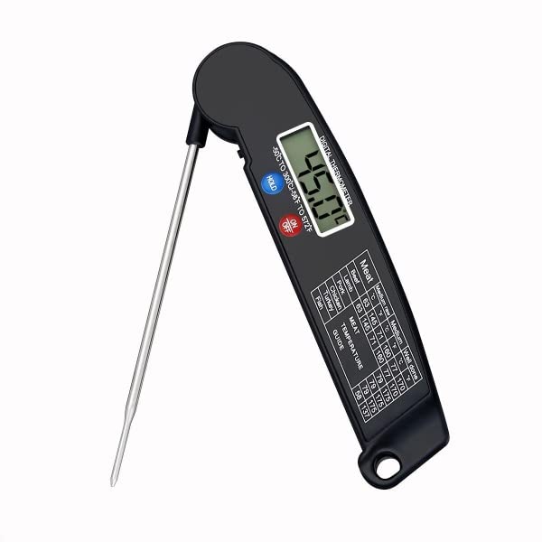 Sweet Dwelling Instant Read Digital Meat Thermometer with Stainless Steel Probe, Fast Food Temperature Readings with Precision Accuracy for Steaks, Chicken, Poultry, Safe Oven, Grilling, and BBQ USE