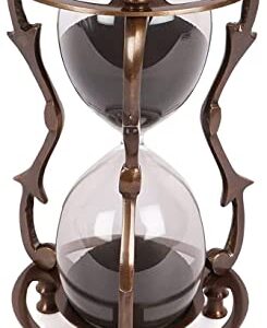 Abbas Nautical Antique Brass Hour Glass Sand Timer Antique Black Sand Home & Office Decoration Timer