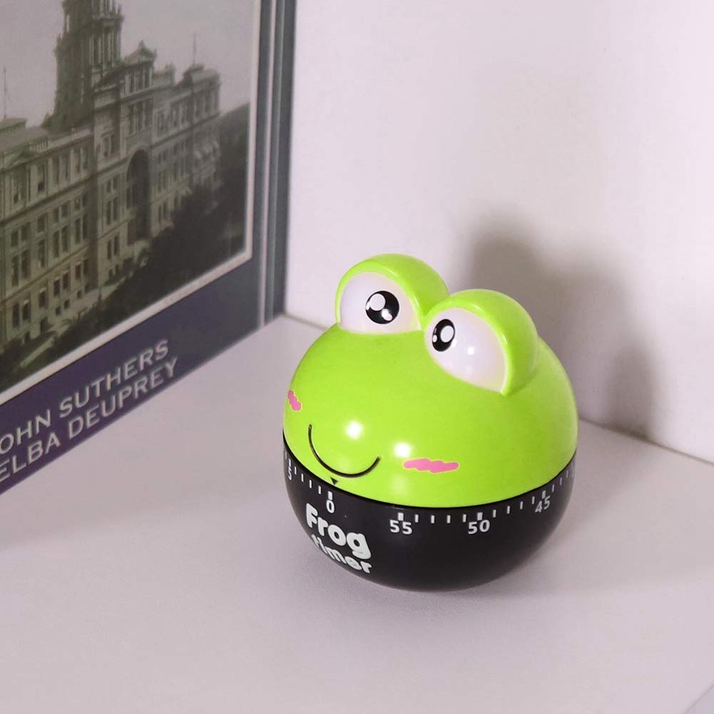 Kitchen Timer Cartoon Animal Shape Kitchen Timer Mechanical Counters Clock for Cooking Timing Tool (Green)