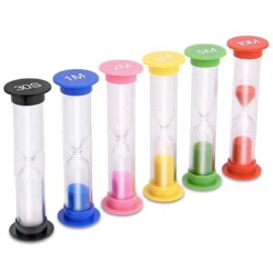 sand timers,multicolor plastic timer,30s/1m/2m/3m/5m/10minutes sandglass timer,for games or the kitchen or office or decorationg,time management,brushing timer,gift（pack of 6）