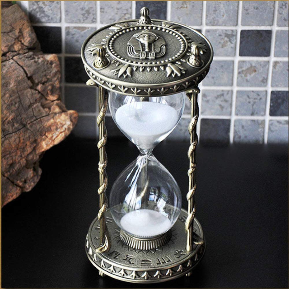 LZYDM Hourglass Sand Timer 30 Minutes, Decorative Antique Brass Ancient Civilization Egyptian Pyramid Sand Clock Carving Art Unique Hourglass for Office Wedding Desktop Home Decor