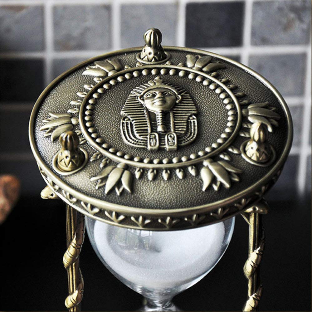 LZYDM Hourglass Sand Timer 30 Minutes, Decorative Antique Brass Ancient Civilization Egyptian Pyramid Sand Clock Carving Art Unique Hourglass for Office Wedding Desktop Home Decor