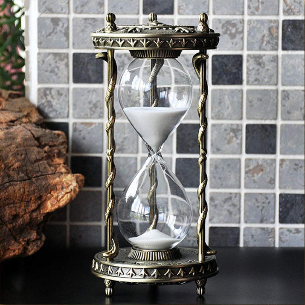 LZYDM Hourglass Sand Timer 30 Minutes, Decorative Antique Brass Ancient Civilization Egyptian Pyramid Sand Clock Carving Art Unique Hourglass for Office Wedding Desktop Home Decor