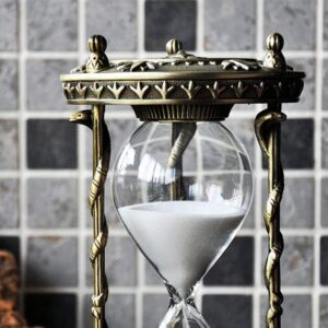 LZYDM Hourglass Sand Timer 30 Minutes, Decorative Antique Brass Ancient Civilization Egyptian Pyramid Sand Clock Carving Art Unique Hourglass for Office Wedding Desktop Home Decor