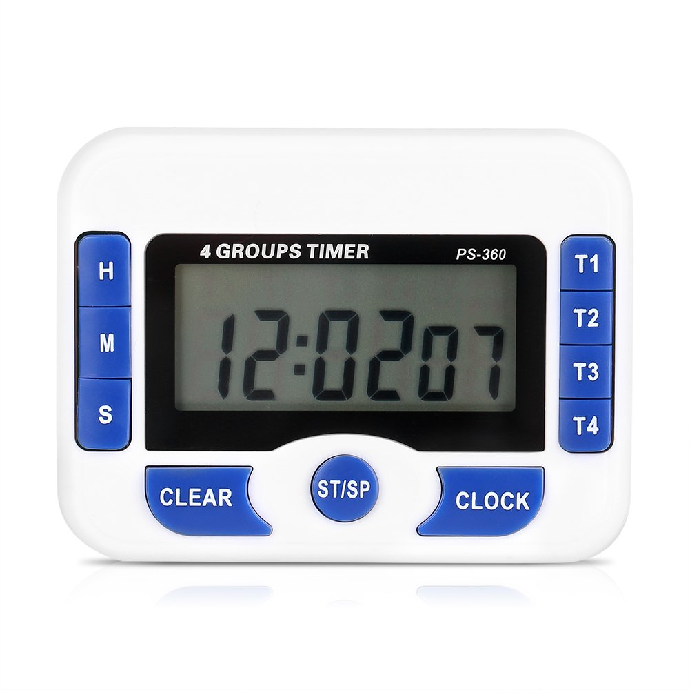 4‑Channel Digital Kitchen Timer, Independent Group Timer, Kitchen Cooking Countdown Clock with Magnetic Back for Exercise, Oven, Cook, Baking, Desk