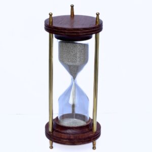 handcrafted unique look both side wooden base nautical brass tabletop hourglass marine decorative sand timer collectible item