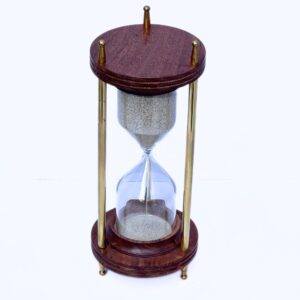 Handcrafted Unique Look Both Side Wooden Base Nautical Brass Tabletop Hourglass Marine Decorative Sand Timer Collectible Item