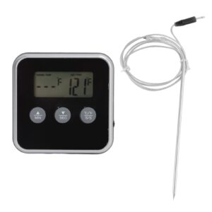 Jeanoko Kichen Timer, 2 Units Battery Powered Safe Food Thermometer LCD Display Long Probe Alarm Function Food Grill Thermometer Multifunctional for Industry for Grill