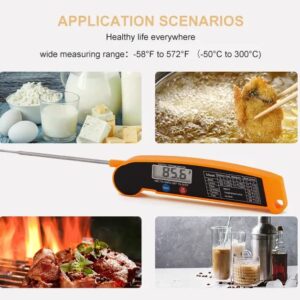 Digital Meat Thermometer for Kitchen and Grill - Instant Read Food Precision Quick Electronic Household Folding BBQ Grilling Baking Turkey Liquids Cooking Food, Black With edge Red
