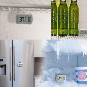 AEVETE Waterproof Digital Refrigerator Thermometer Large LCD Freezer Room Thermometer with Magnetic Back No Frills Easy to Read, 1 White 1 Black