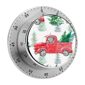 kitchen timer, kitchen timers for cooking, kitchen timer magnetic, christmas red truck pattern waterproof time timer stainless steel multiuse for home baking cooking oven