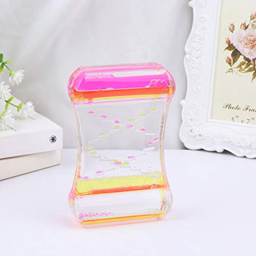 FARUTA Oil Hourglass Liquid Motion Bubbler Timer Double Color Hourglass Pressure Release Toy Desktop Ornament for Christmas Birthday Gift (Color : Pink+Yellow)