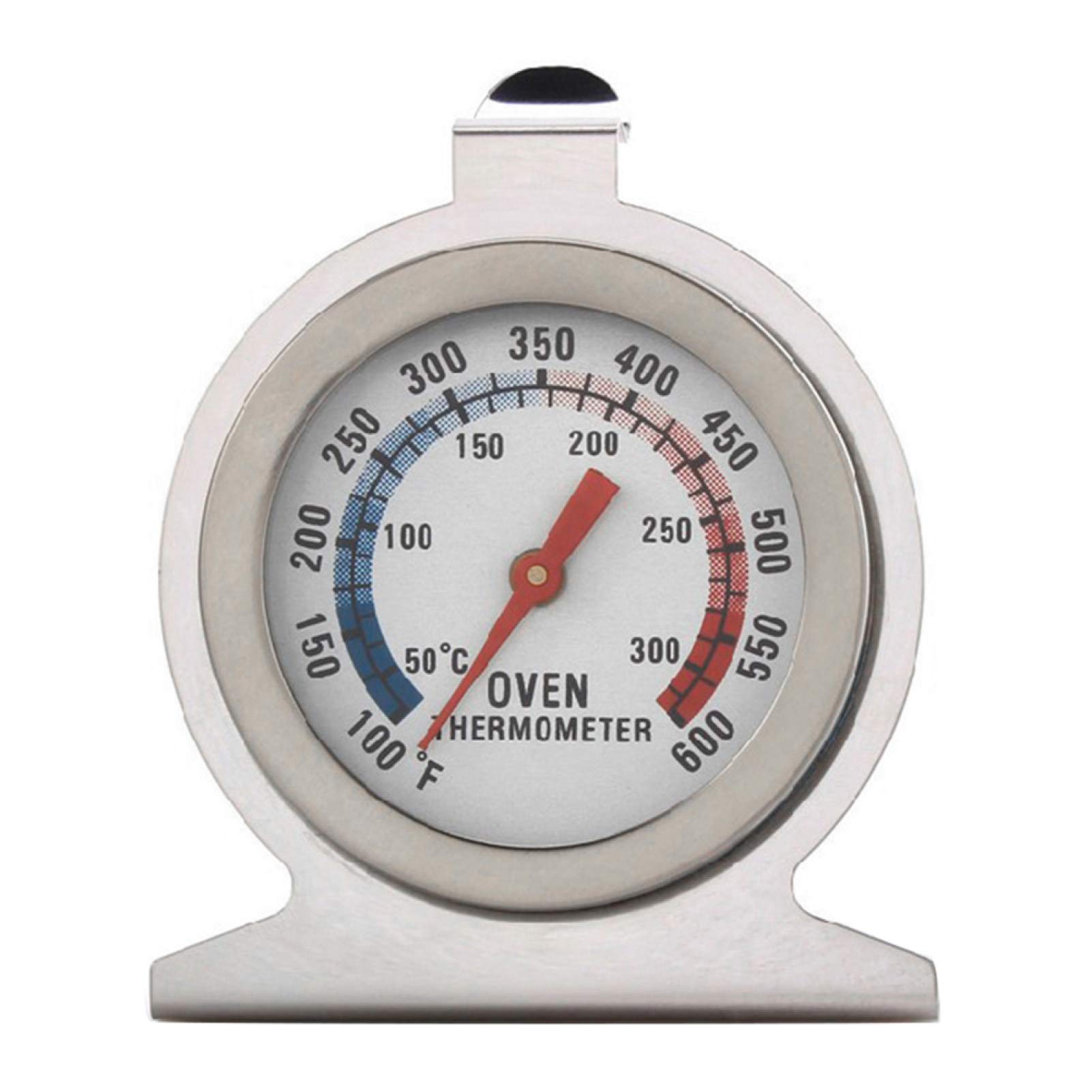 Cooking Thermometer, Dial BBQ Grill Cooker Oven Thermometer Frying Pan High Temperature Gauge Kitchen Baking Tool - Silver