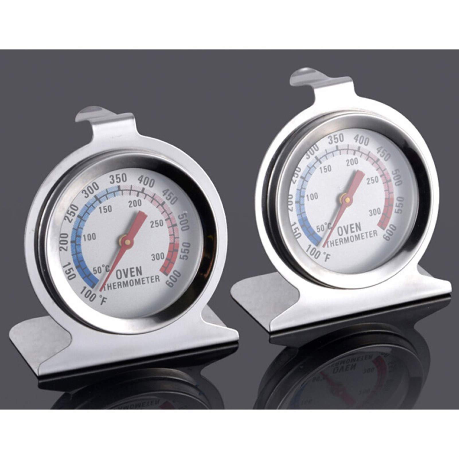 Cooking Thermometer, Dial BBQ Grill Cooker Oven Thermometer Frying Pan High Temperature Gauge Kitchen Baking Tool - Silver
