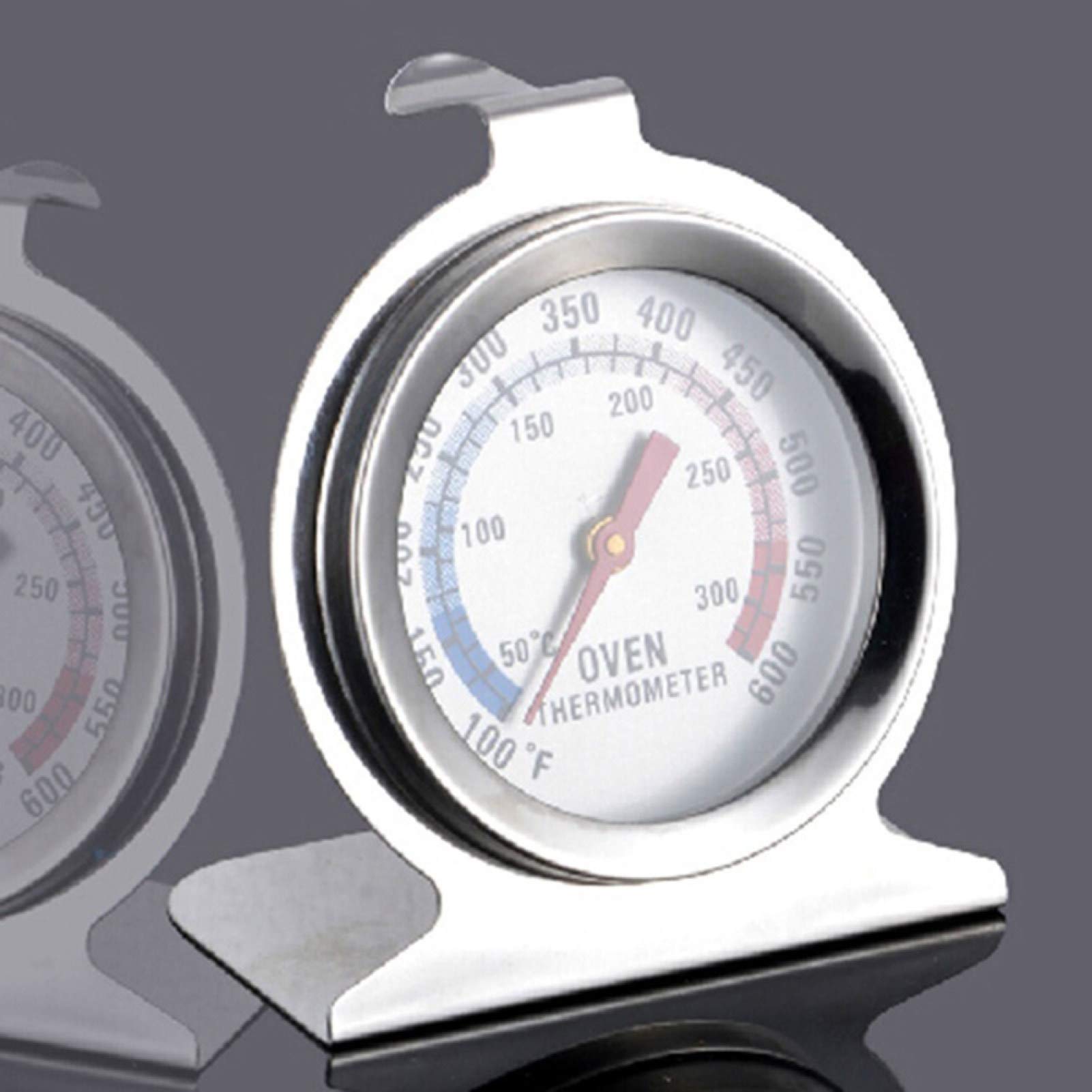 Cooking Thermometer, Dial BBQ Grill Cooker Oven Thermometer Frying Pan High Temperature Gauge Kitchen Baking Tool - Silver