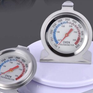 Cooking Thermometer, Dial BBQ Grill Cooker Oven Thermometer Frying Pan High Temperature Gauge Kitchen Baking Tool - Silver
