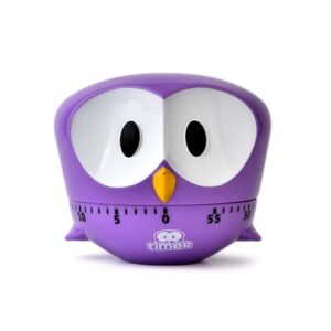 cartoon big eyed eagle machinery timer 60 minutes mechanical kitchen cooking timers clock loud alarm counters manual timer kitchen utensil (purple)