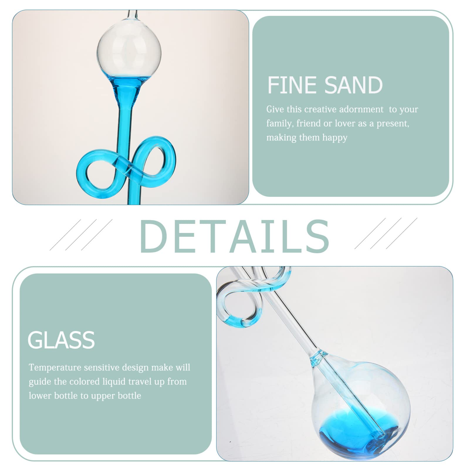 Gadpiparty Glass Sand Timer Hourglass Temperature Sensitive Sand Watch Novelty Sand Clock Hour Glass Sandglass for Kids Classroom Home Desk Office Decoration Blue