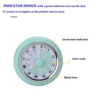 Kitchen Timer Magnetic, Kitchen Cooking Timer Reminder, 60 Minute Visual Countdown Timer No Battery Required Magnetic Baking Time Management Timer (Green)