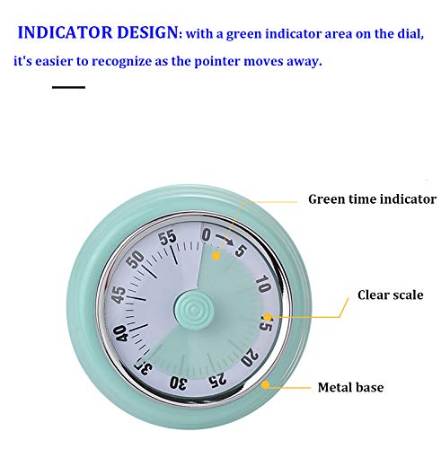 Kitchen Timer Magnetic, Kitchen Cooking Timer Reminder, 60 Minute Visual Countdown Timer No Battery Required Magnetic Baking Time Management Timer (Green)