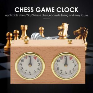 Feilengs Chess Timer Wooden, Mechanical Chess Clock, Professional Master Tournament Analog Chess Clock Timer, Portable Countdown Clock for Board Games