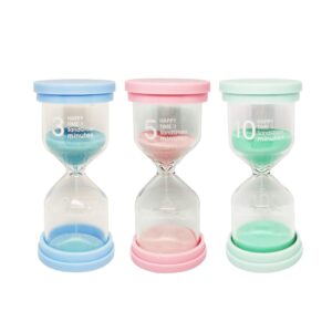 best of times, llc 3 pack 3/5/10 minutes glass hourglass sand timer set for kitchen