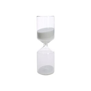 wondrous' deco 60 minutes hourglass sand timer, large 10 inch glass sand clock for home, kitchen, office desk decoration, valentine’s day gift, white-60min