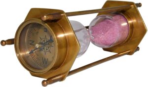antique brass 5 inches sand timer, 5.75'' brass pirate hourglass.