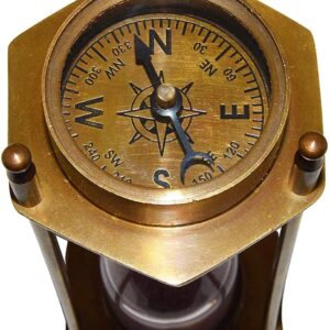 Antique Brass 5 inches Sand Timer, 5.75'' Brass Pirate Hourglass.