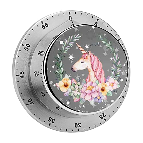 Kitchen Timer Unicorn Floral Magnetic Countdown Clock for Cooking Teaching Studying