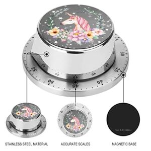 Kitchen Timer Unicorn Floral Magnetic Countdown Clock for Cooking Teaching Studying