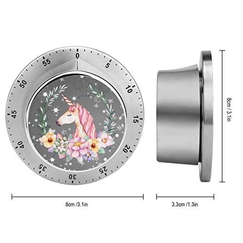 Kitchen Timer Unicorn Floral Magnetic Countdown Clock for Cooking Teaching Studying