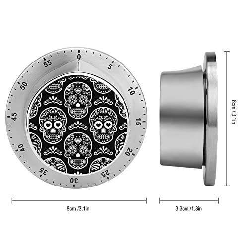 Kitchen Timer Black Skull Classroom Timer Stainless Steel Countdown Timer with Magnetic Backing