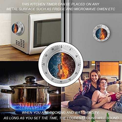 Kitchen Timer Fire Water Guitar Magnetic Countdown Clock for Cooking Teaching Studying