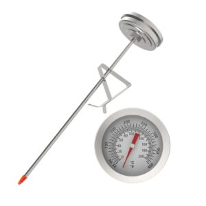 deep fry thermometer mechanical meat thermometer for deep fry, grilling dial thermometer stainless steel stem meat cooking thermometer with adjustable pot clip(size:200 mm)