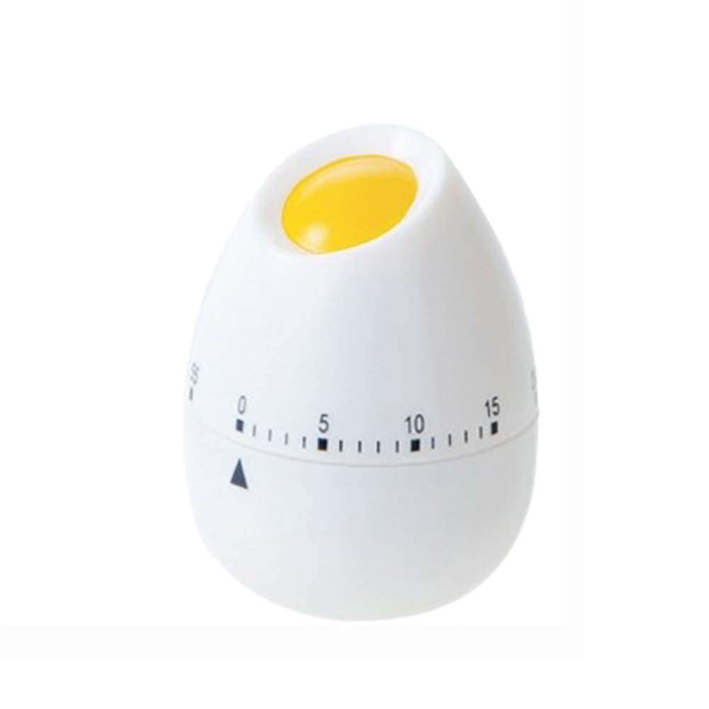 SagaSave Mini Kitchen Timer Egg Shape Mechanical Rotating Cooking Timer 60 Minutes for Cooking Learning White