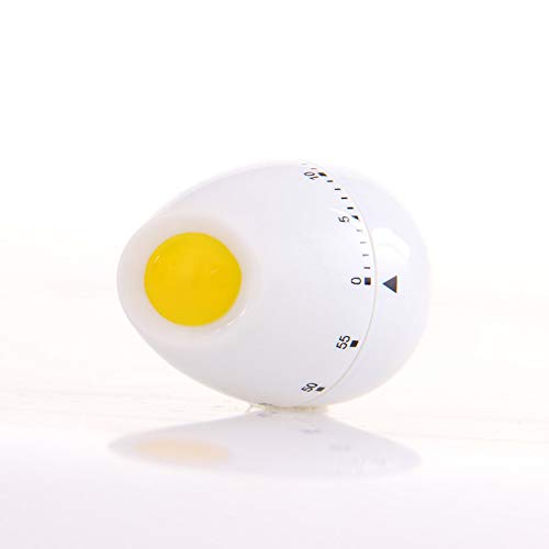 SagaSave Mini Kitchen Timer Egg Shape Mechanical Rotating Cooking Timer 60 Minutes for Cooking Learning White