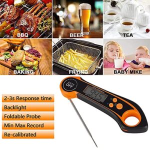 Digital Meat Thermometer for Grilling, Instant Read Food Thermometer Waterproof with Backlight for Cooking, Deep Fry, BBQ, Grill, Smoker and Roast