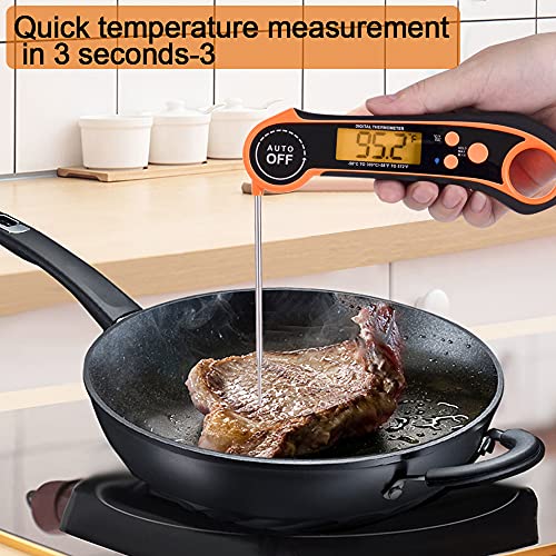 Digital Meat Thermometer for Grilling, Instant Read Food Thermometer Waterproof with Backlight for Cooking, Deep Fry, BBQ, Grill, Smoker and Roast