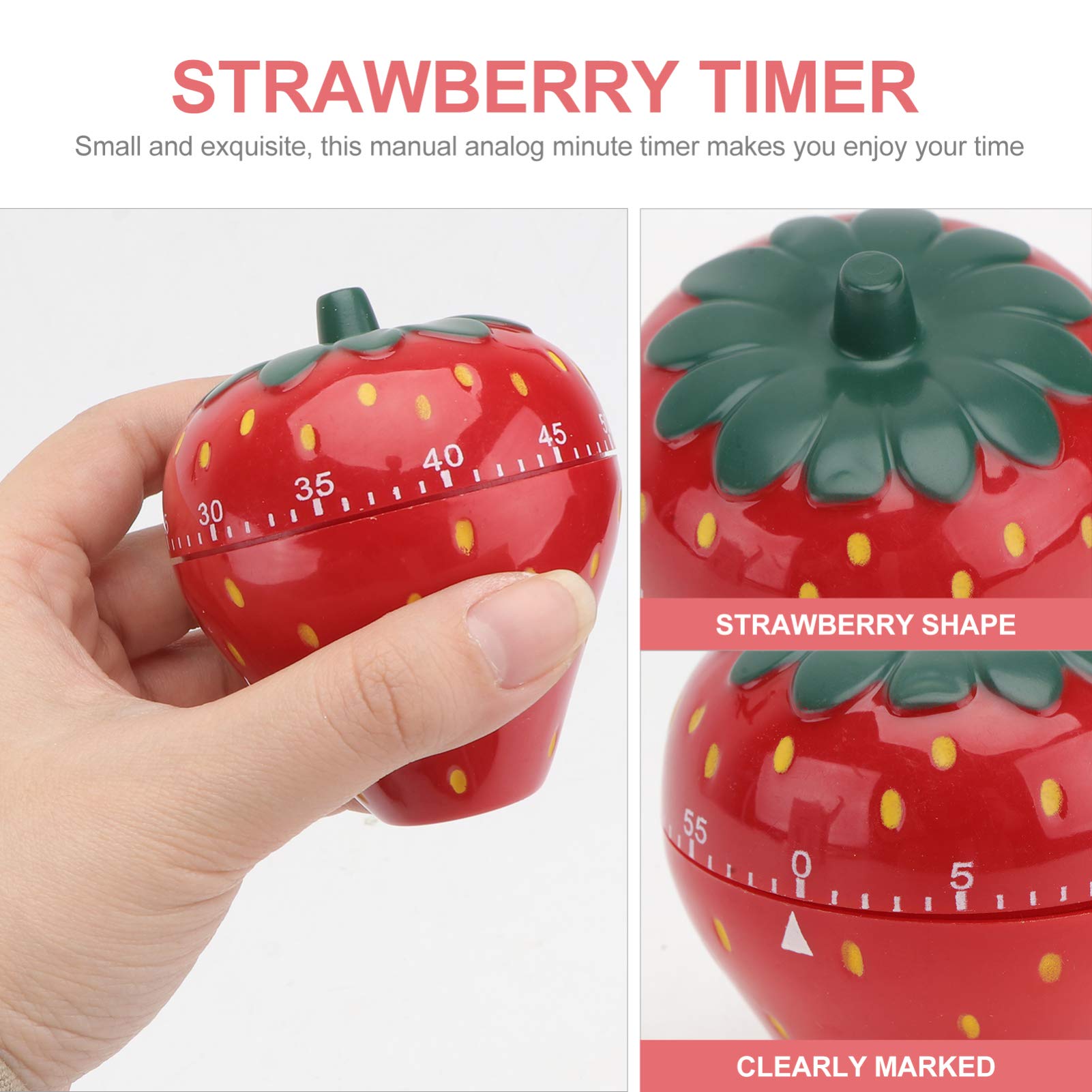 Cabilock Rotating Alarm Timer Cooking Timer Mechanical 1pc Strawberry Timer Boiled Eggs Clock Plastic Outside to Rotate Digital Clocks Egg Decorating