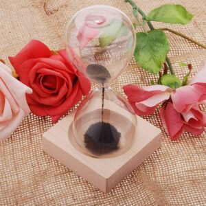 Worii Sand Clock Decor, Household Desktop Magnetic Glass Sand Clock Hourglass Timer with Base Decoration Ornament