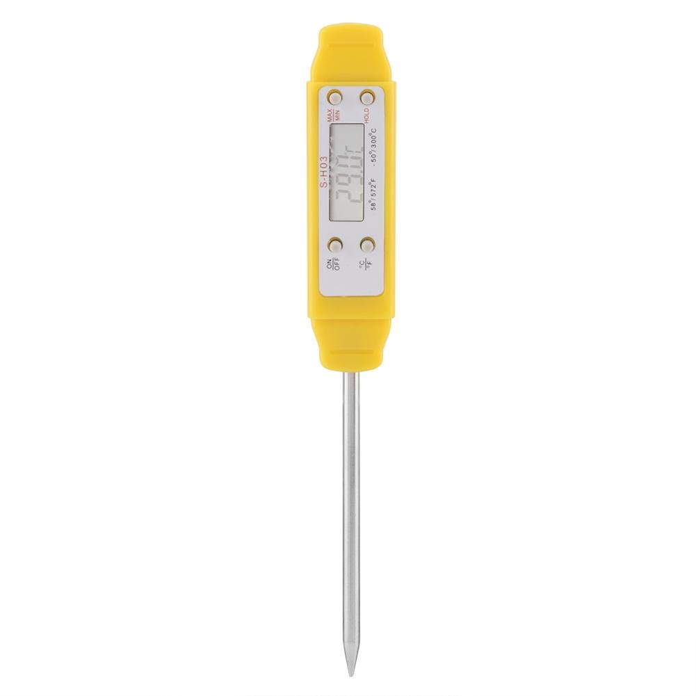 Food Thermometer, 1Pc Instant Reading Digital Food Thermometer Made of ABS+Stainless Steel for Kitchen Cooking, Milk, Water Temperature, BBQ, Cold Drink Measuring(Black, Yellow)(Yellow)