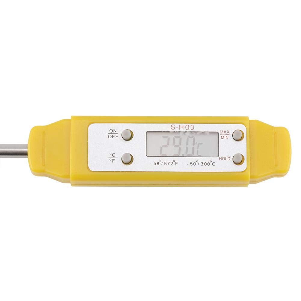 Food Thermometer, 1Pc Instant Reading Digital Food Thermometer Made of ABS+Stainless Steel for Kitchen Cooking, Milk, Water Temperature, BBQ, Cold Drink Measuring(Black, Yellow)(Yellow)