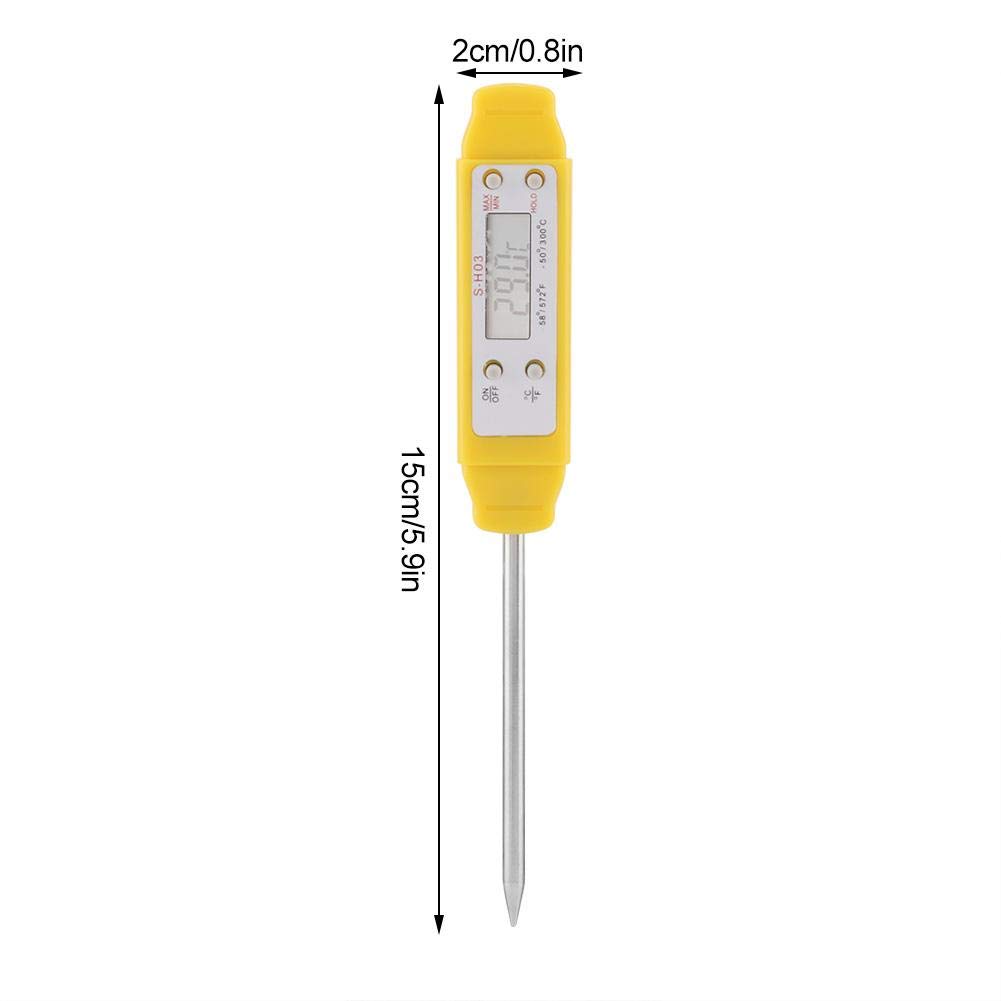 Food Thermometer, 1Pc Instant Reading Digital Food Thermometer Made of ABS+Stainless Steel for Kitchen Cooking, Milk, Water Temperature, BBQ, Cold Drink Measuring(Black, Yellow)(Yellow)