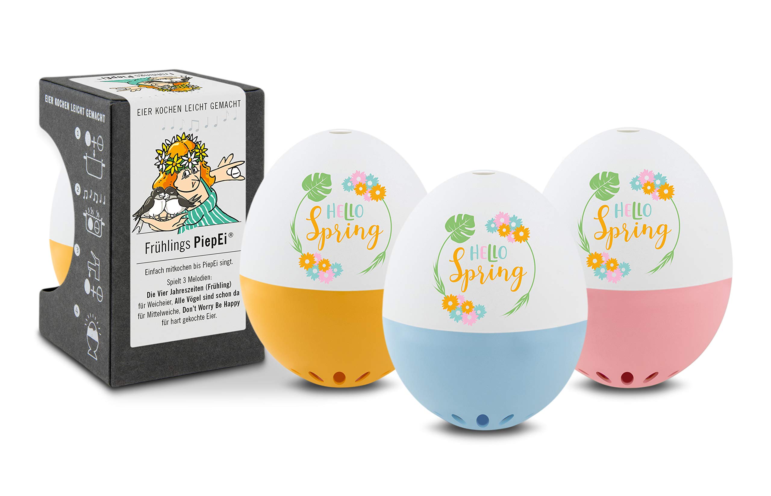 Brainstream BeepEgg Cook Perfect Soft, Medium, or Hard Boiled Favorite Tunes Singing and Floating Egg Timer, Spring Orange